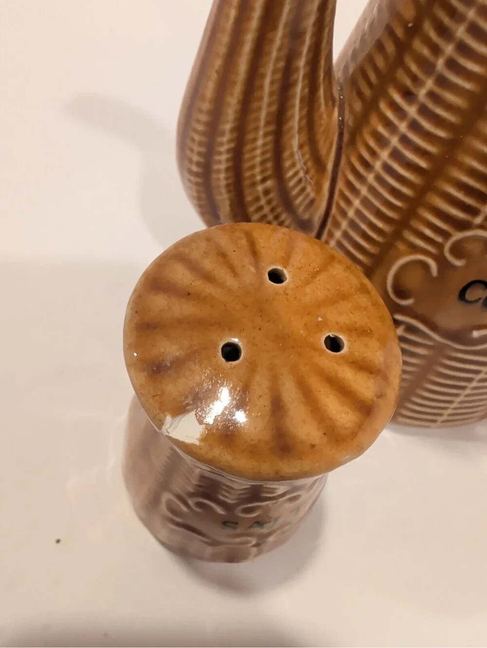 Mid century modern chicken top coffee urn salt and pepper shaker